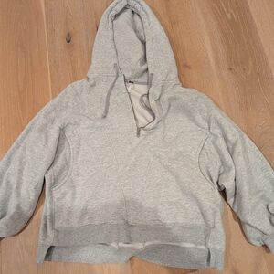 Free People Cropped Pullover Hoodie in Heathered Gray